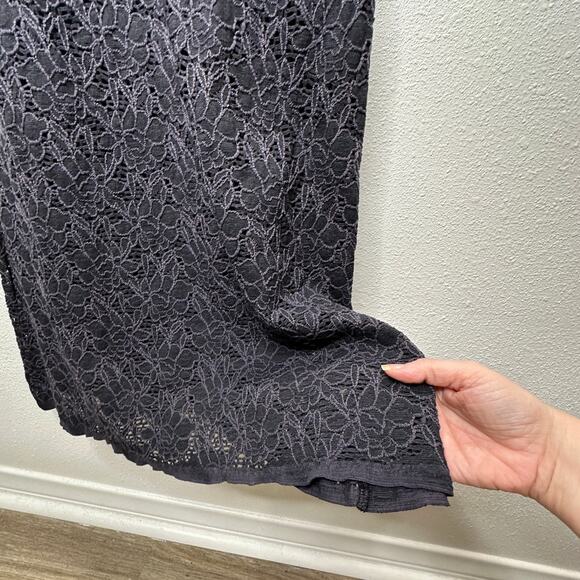 Milo Black & Deep Purple Lace Floral Crochet VNeck Strappy Maxi Dress P - Picture 8 of 12